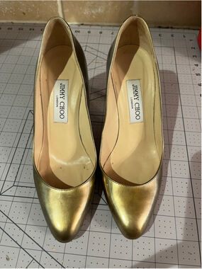 Women's Jimmy Choo Gold Heels Size 7.5